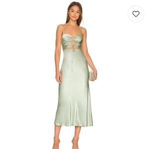 Felicity Lace Up Midi Dress in Thyme